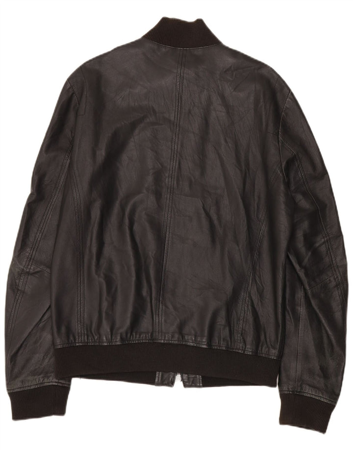 Zen Mens Leather Jacket IT 54 XL Black Leather