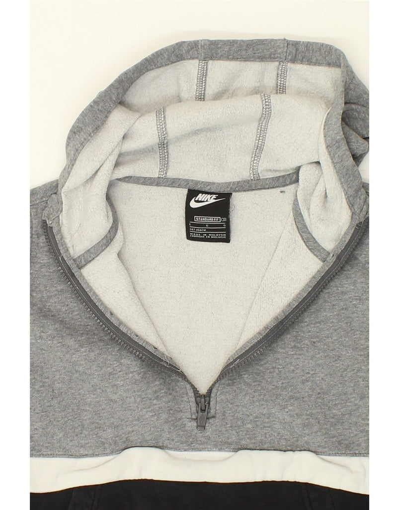 NIKE Boys Standard Graphic Zip Neck Hoodie Jumper 12-13 Years Large Grey | Vintage Nike | Thrift | Second-Hand Nike | Used Clothing | Messina Hembry 