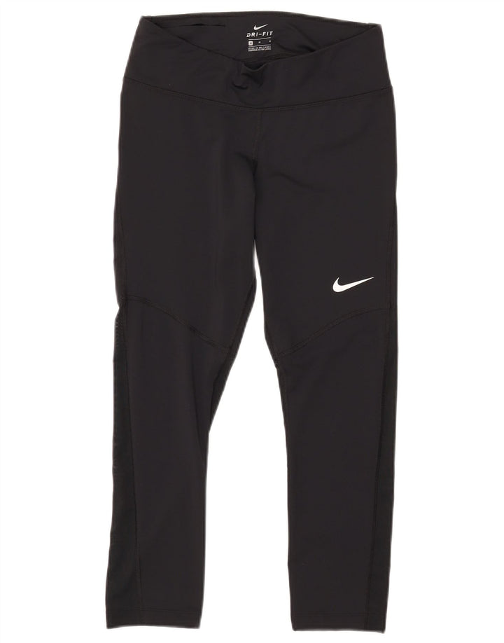 NIKE Womens Dri Fit Leggings UK 12 Medium  Black Polyester