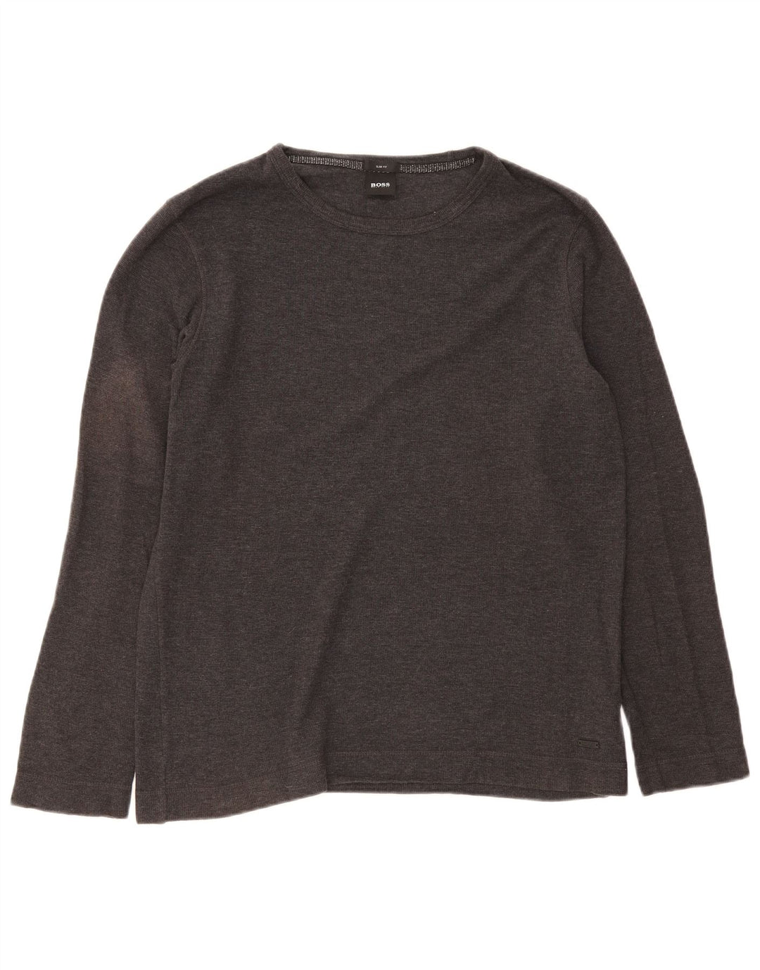 Hugo Boss Mens Slim Fit Top Long Sleeve Large Grey Cotton