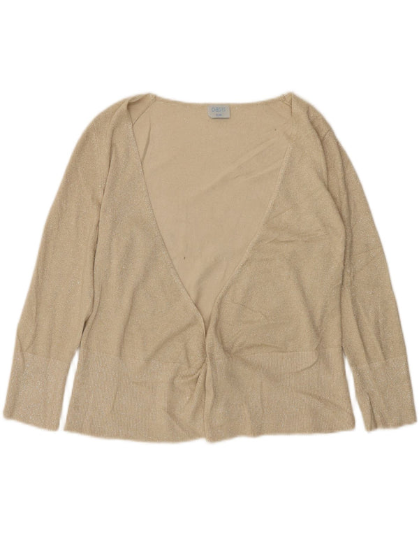 Oasis Womens Open Cardigan Sweater UK 10 Small Beige Viscose
