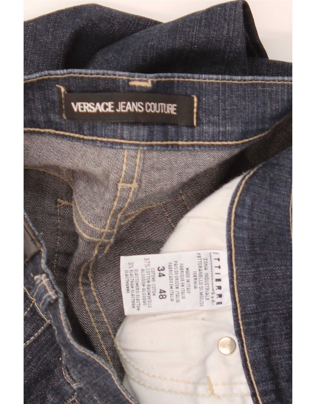 Versace Mens Ittierre Straight Jeans W34 L30 Navy Blue Cotton