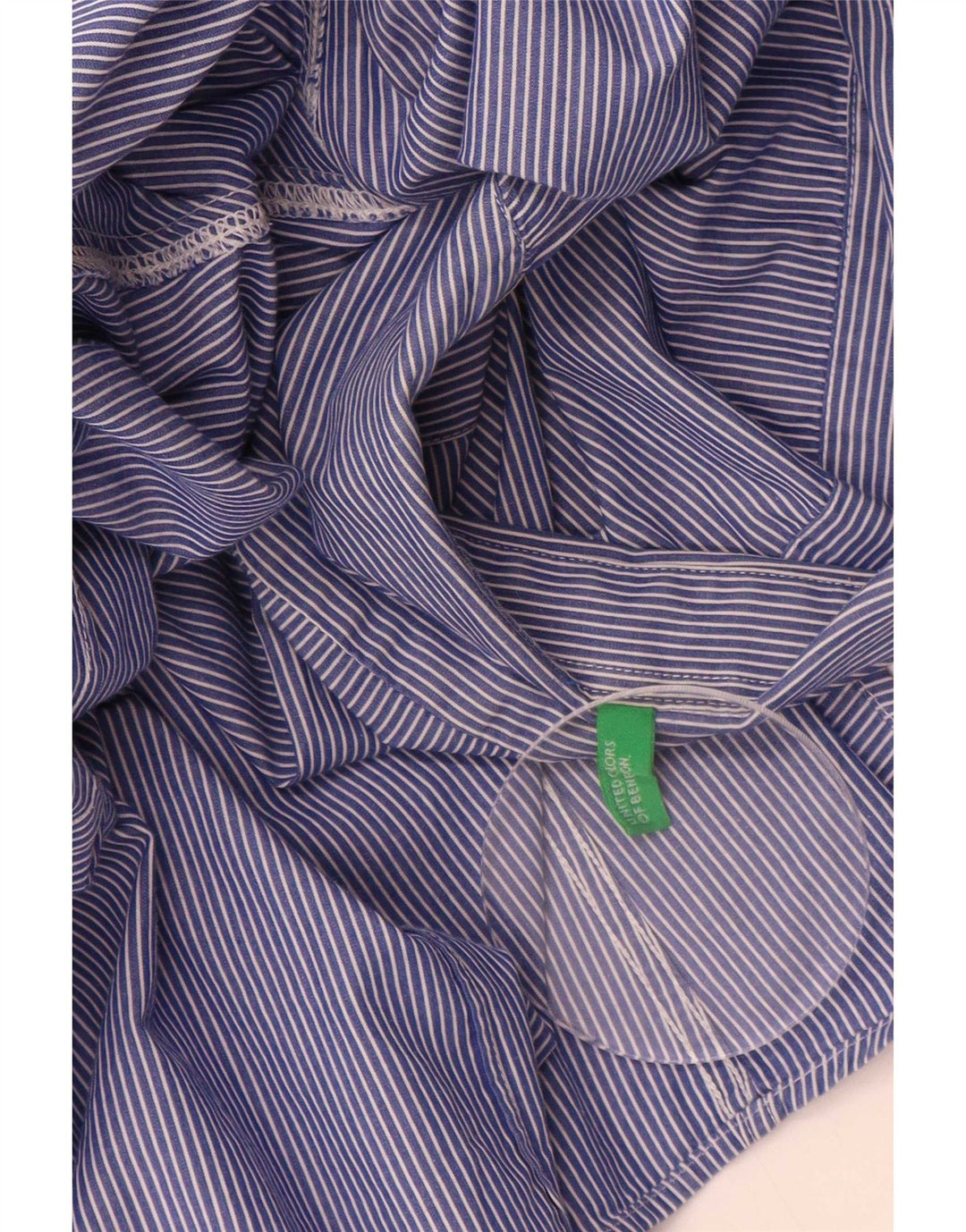 Benetton Mens Shirt Medium Blue Pinstripe