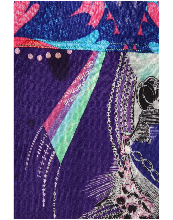 CUSTO BARCELONA Womens Abstract Pattern A-Line Dress UK 4 XS Purple