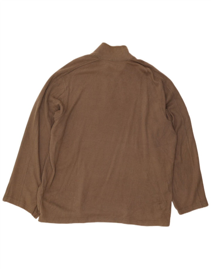 Eddie Bauer Mens Zip Neck Jumper Sweater 2XL Brown Cotton