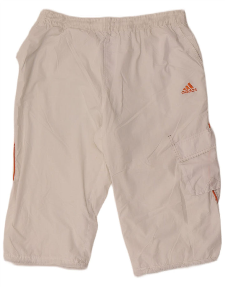 Adidas Mens Straight Cargo Capri Trousers XL W36 L19 White Polyester