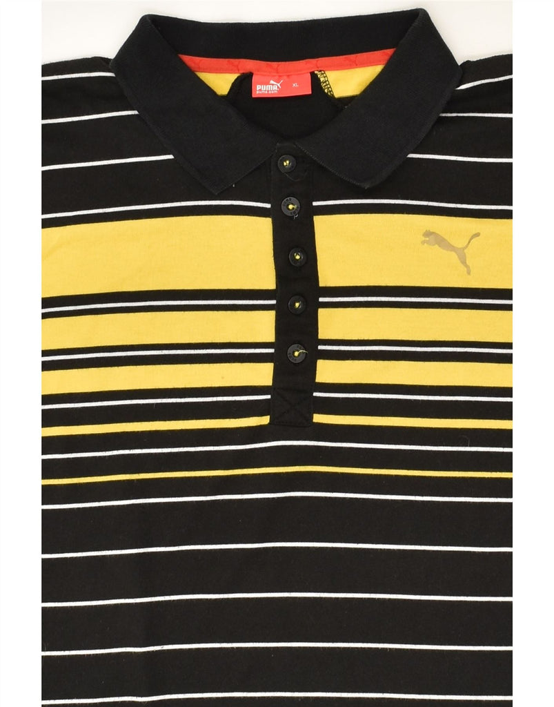 PUMA Boys Polo Shirt 15-16 Years XL Black Striped Polyester | Vintage Puma | Thrift | Second-Hand Puma | Used Clothing | Messina Hembry 