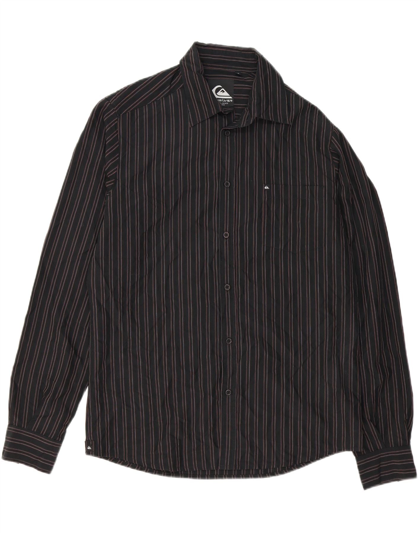 QUIKSILVER Mens Shirt Medium Black Striped Modal Vintage Quiksilver and Second-Hand Quiksilver from Messina Hembry 
