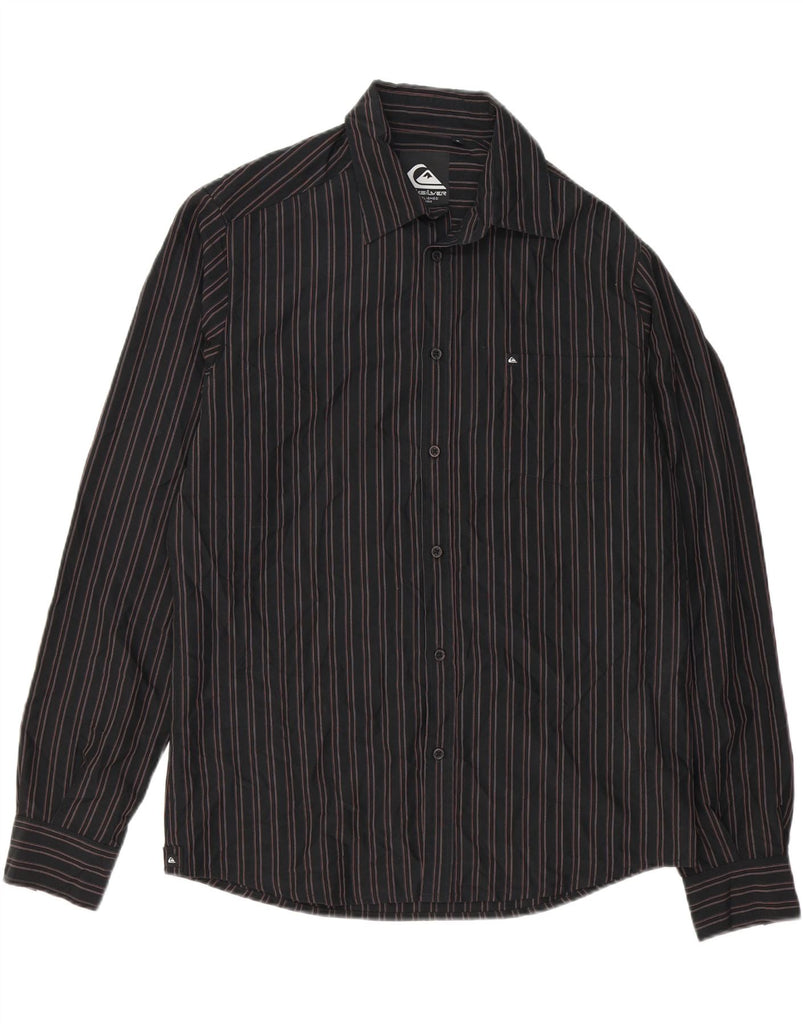 QUIKSILVER Mens Shirt Medium Black Striped Modal Vintage Quiksilver and Second-Hand Quiksilver from Messina Hembry 