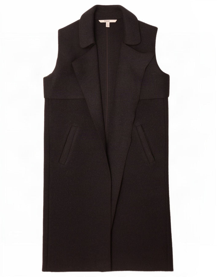 Zara Womens Trafaluc Sleeveless Open Overcoat UK 14 Medium Black Wool