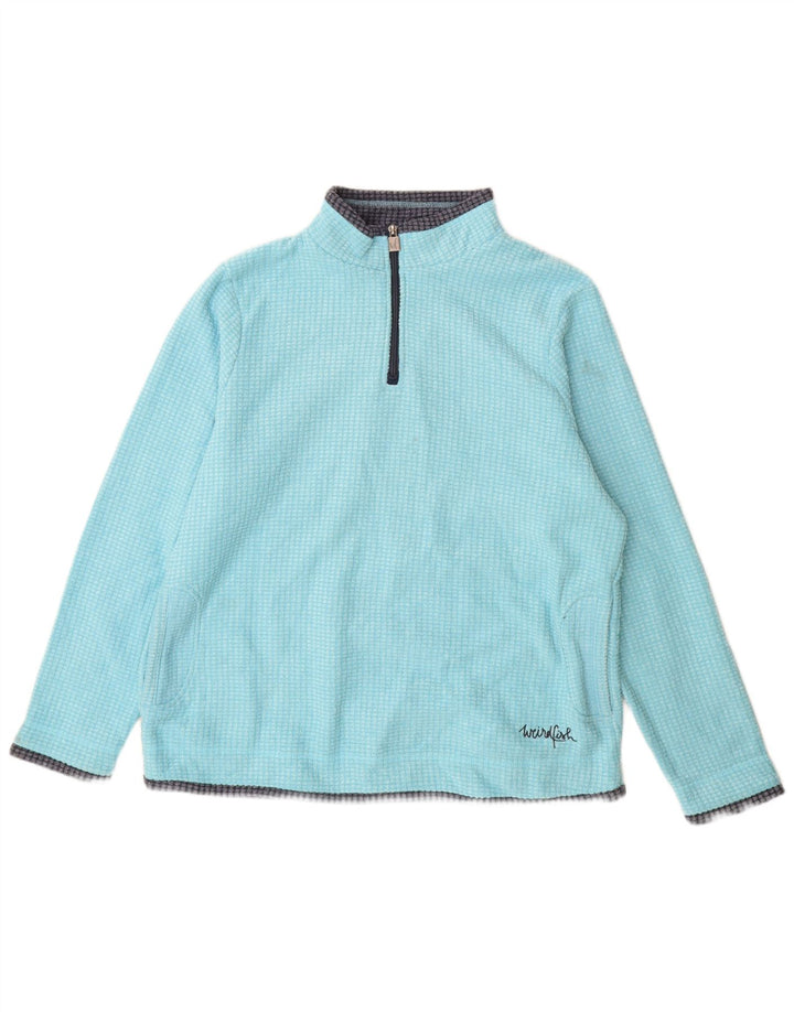 Weird Fish Womens Oversized Zip Neck Fleece Jumper UK 18 XL Blue Polyester