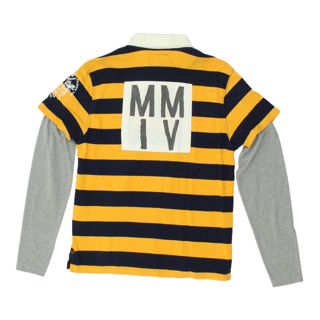 Scotch & Soda Mens Yellow Black Long Grey Sleeve Polo Shirt | Vintage Rugby VTG | Vintage Messina Hembry | Thrift | Second-Hand Messina Hembry | Used Clothing | Messina Hembry 