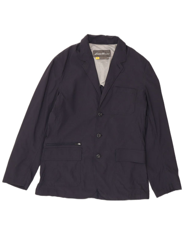 EDDIE BAUER Mens 3 Button Blazer Jacket UK 40 Large Navy Blue Nylon