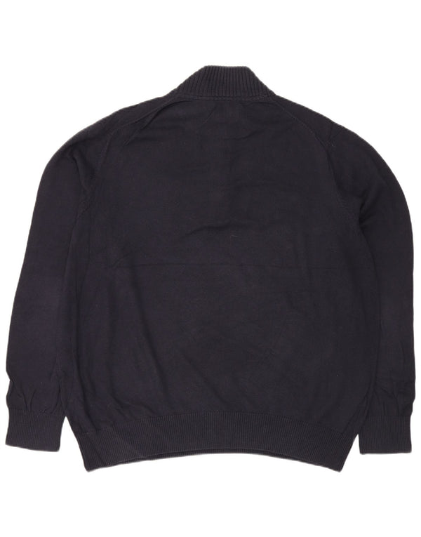 EDDIE BAUER Mens Zip Neck Jumper Sweater XL Navy Blue Cotton