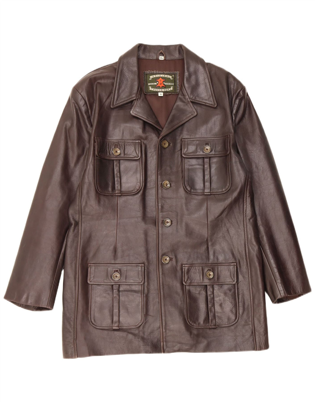 Vintage Womens Leather Coat UK 18 XL Brown