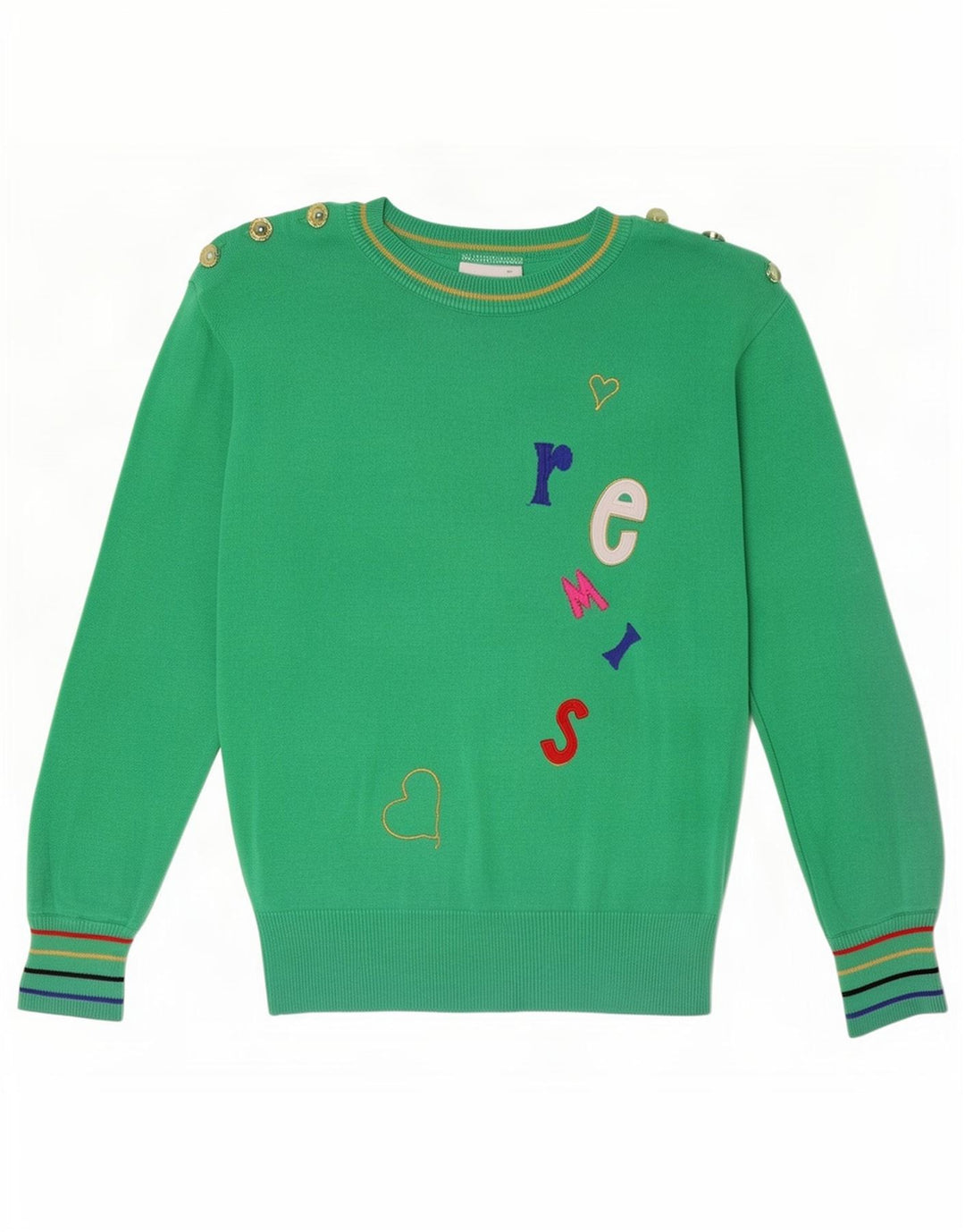 Basler Womens Graphic Crew Neck Jumper Sweater UK 14 Medium Green