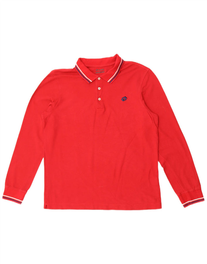 Lotto Mens Long Sleeve Polo Shirt Large Red Cotton