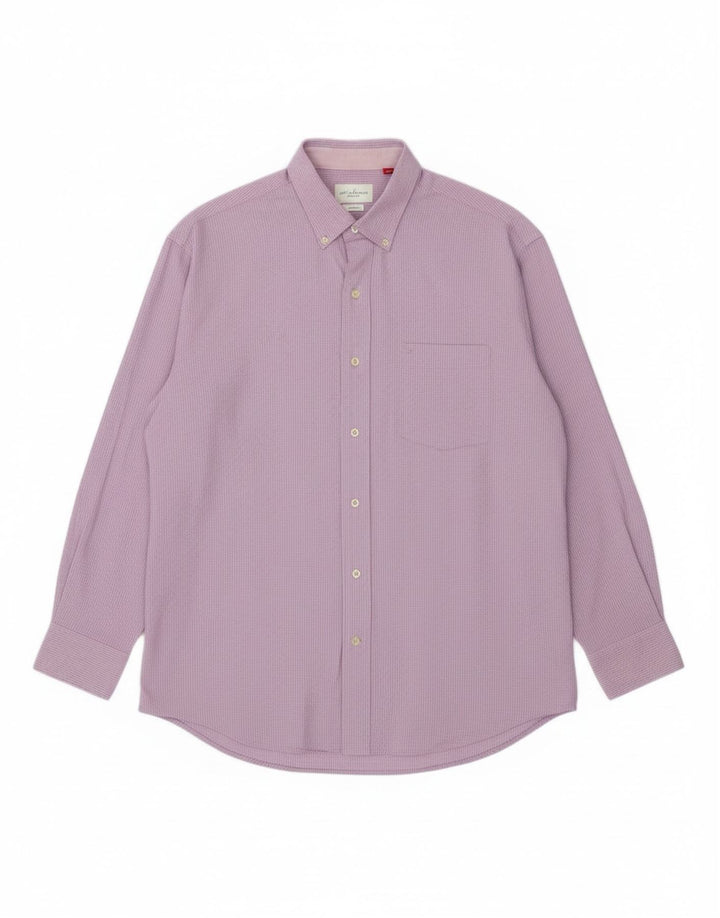 IZOD Mens Shirt Large Purple Check Cotton