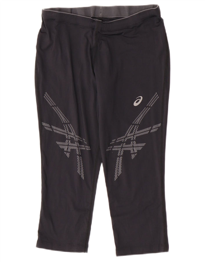 Asics Womens Graphic Capri Tracksuit Trousers UK 12 Medium  Black Polyamide
