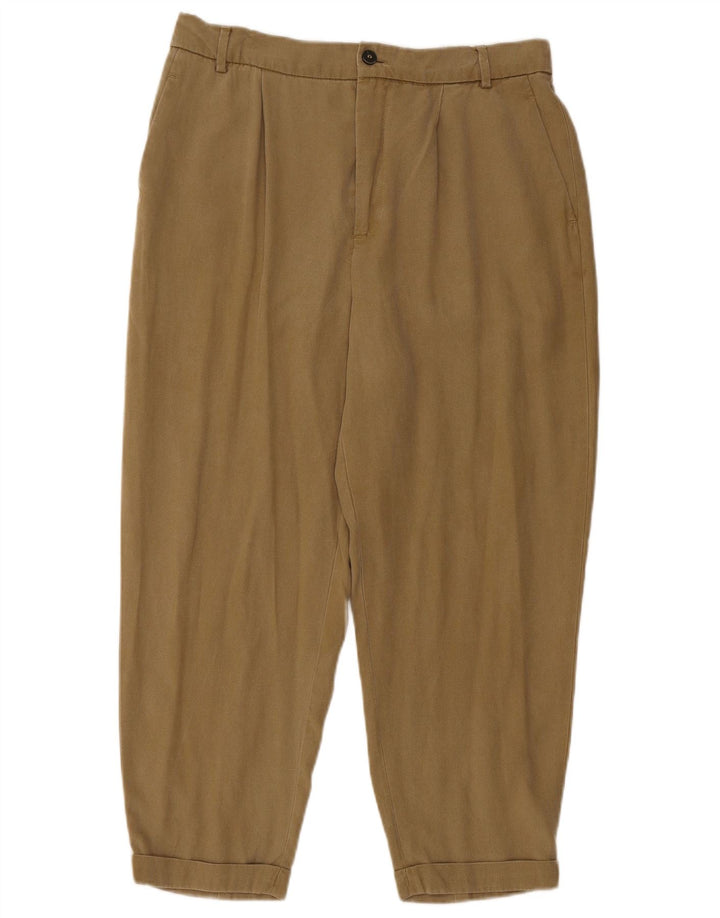 Zara Womens Pegged Cropped Trousers Medium W28 L23 Brown