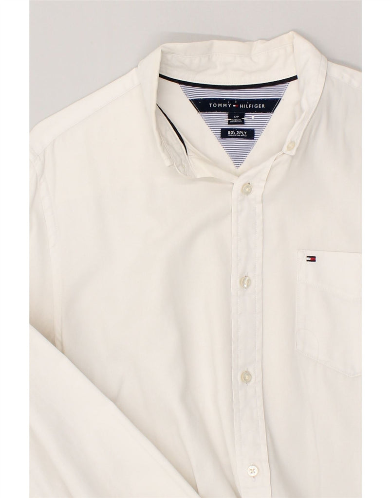 TOMMY HILFIGER Mens Shirt Small White Cotton | Vintage Tommy Hilfiger | Thrift | Second-Hand Tommy Hilfiger | Used Clothing | Messina Hembry 