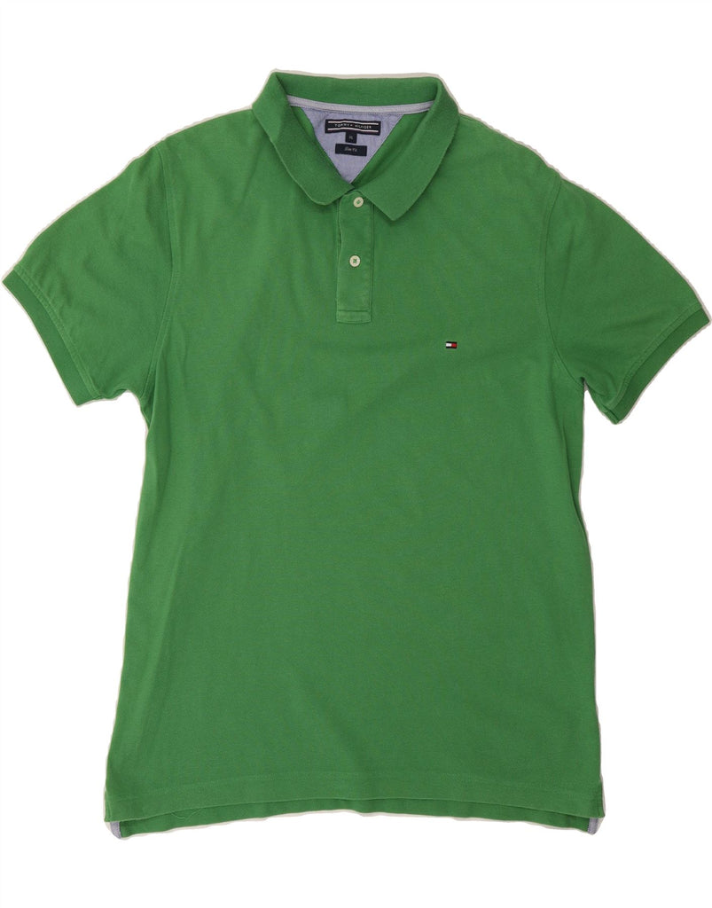 TOMMY HILFIGER Mens Slim Fit Polo Shirt XL Green Cotton Vintage Tommy Hilfiger and Second-Hand Tommy Hilfiger from Messina Hembry 
