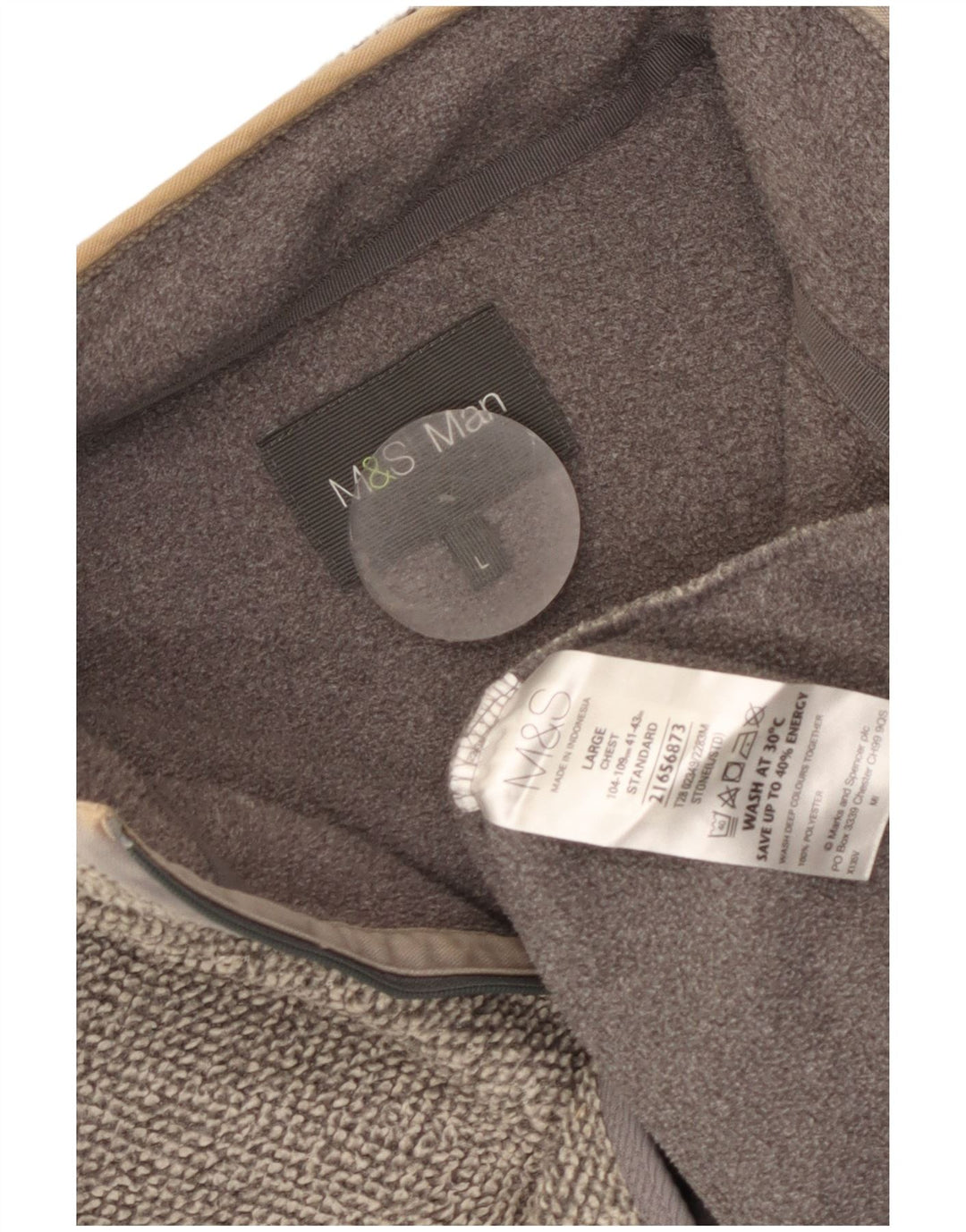 Marks & Spencer Mens Zip Neck Sweatshirt Jumper Large Grey Polyester