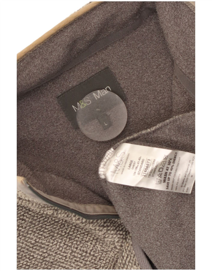 Marks & Spencer Mens Zip Neck Sweatshirt Jumper Large Grey Polyester