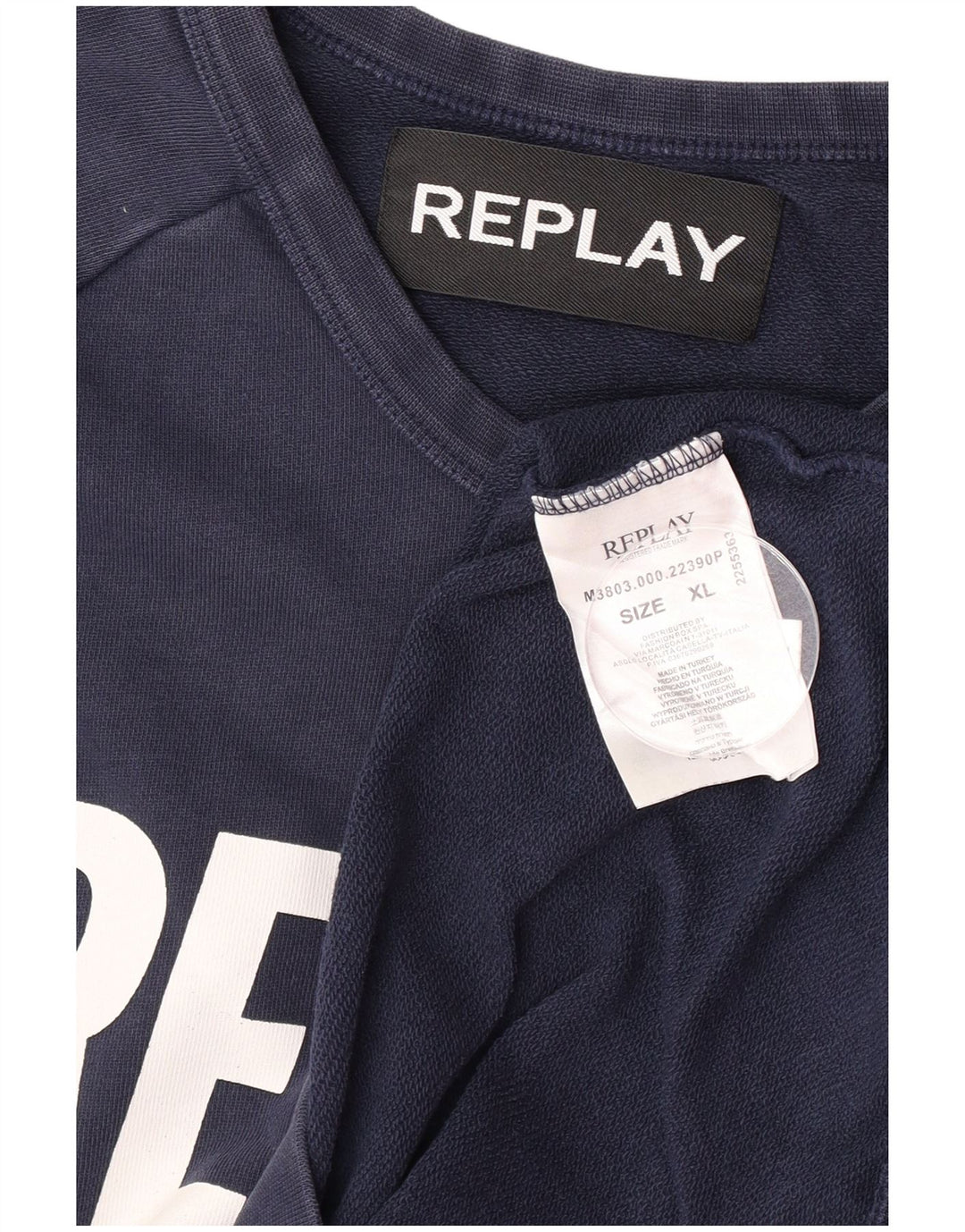 Replay Mens Graphic Sweatshirt Jumper XL Navy Blue Cotton