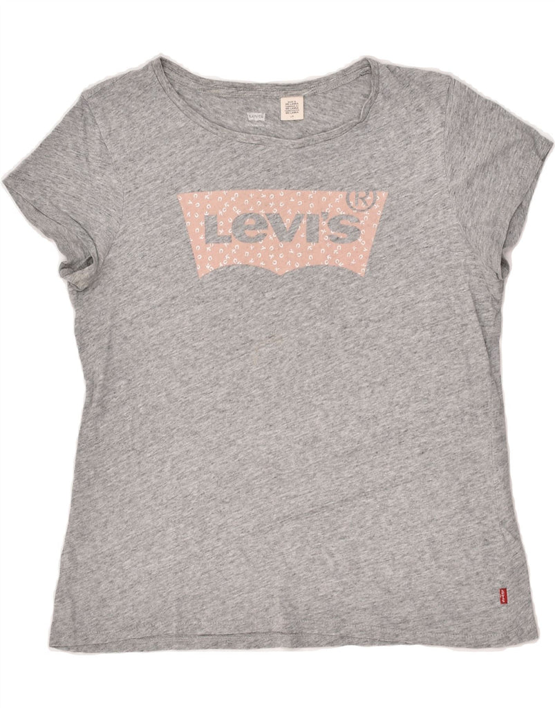 LEVI'S Womens Graphic T-Shirt Top UK 14 Large Grey | Vintage Levi's | Thrift | Second-Hand Levi's | Used Clothing | Messina Hembry 