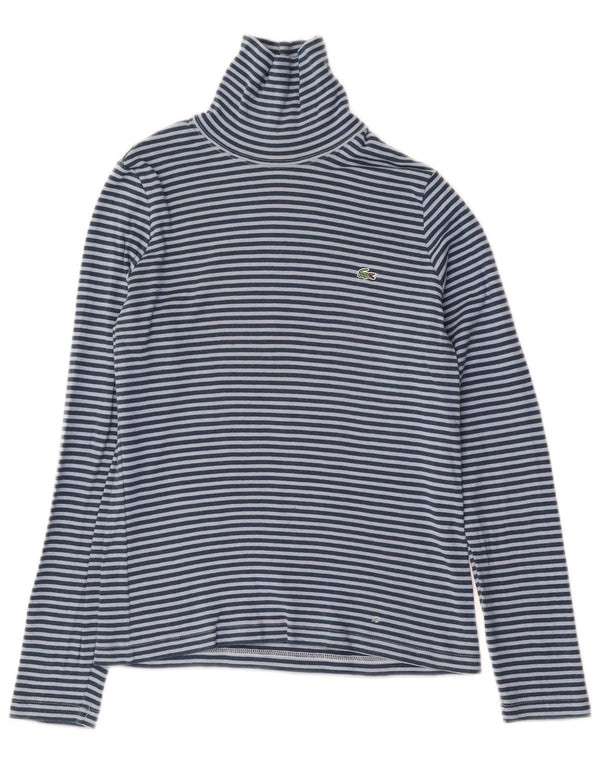 LACOSTE Womens Top Long Sleeve Size 38 Medium Blue Striped Cotton