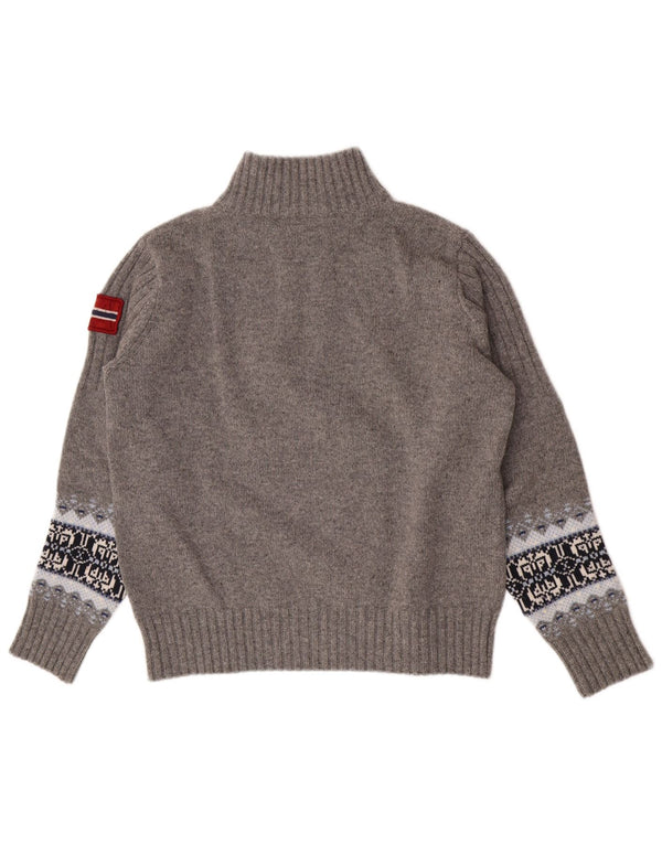 Napapijri Mens Geographic Zip Neck Jumper Sweater Medium Grey Fair Isle