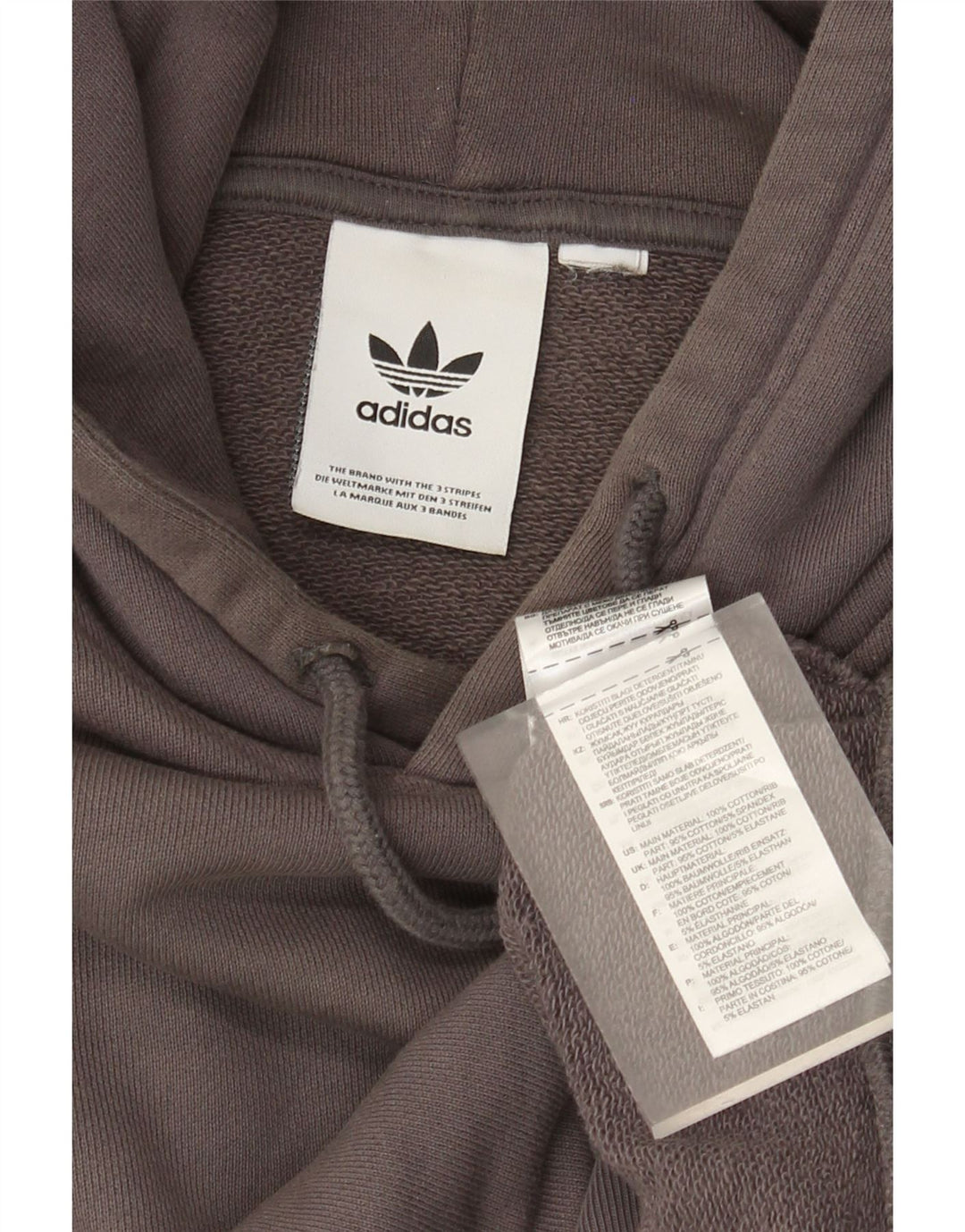 Adidas Mens Hoodie Jumper Medium Grey Cotton