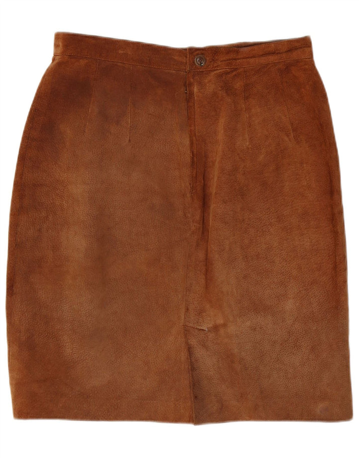 VIVIEN CARON Womens Suede Skirt IT 44 Medium W32 Brown Leather