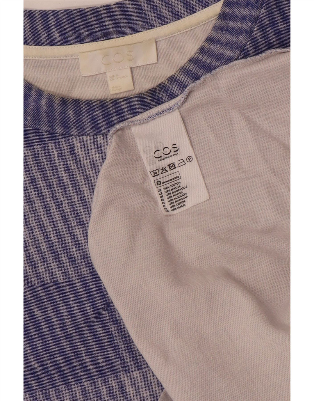 Cos Mens T-Shirt Top Medium Blue Check Cotton