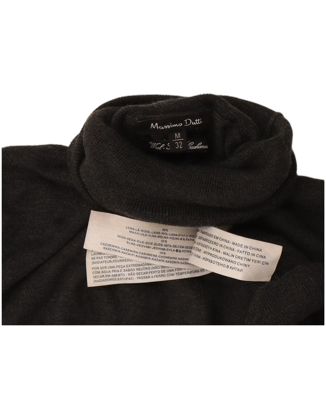 Massimo Dutti Womens Roll Neck Jumper Sweater UK 12 Medium Grey Wool
