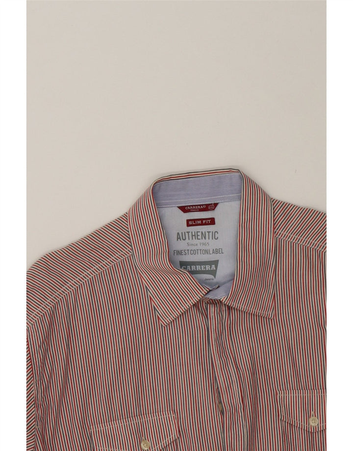 CARRERA Mens Slim Fit Shirt 2XL Red Striped Cotton Vintage Carrera and Second-Hand Carrera from Messina Hembry 