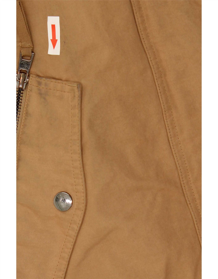 Zara Womens Hooded Parka Jacket UK 6 XS Beige Polyester