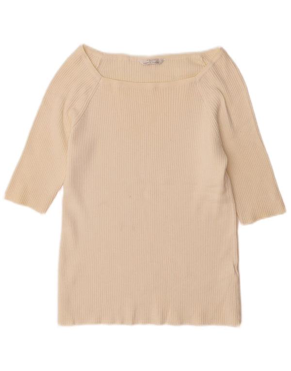Marks & Spencer Womens 3/4 Sleeve Jumper Sweater UK 14 Large White