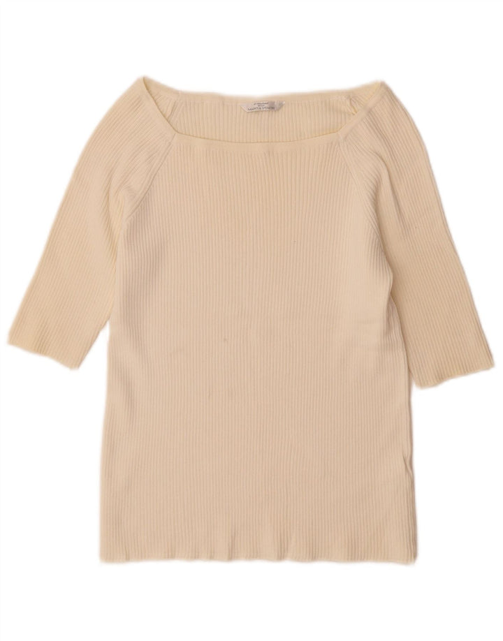 Marks & Spencer Womens 3/4 Sleeve Jumper Sweater UK 14 Large White