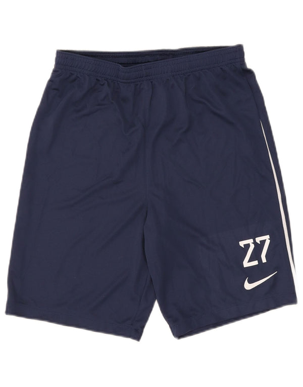 Nike Boys Dri Fit Graphic Sport Shorts 13-14 Years XL Navy Blue Polyester