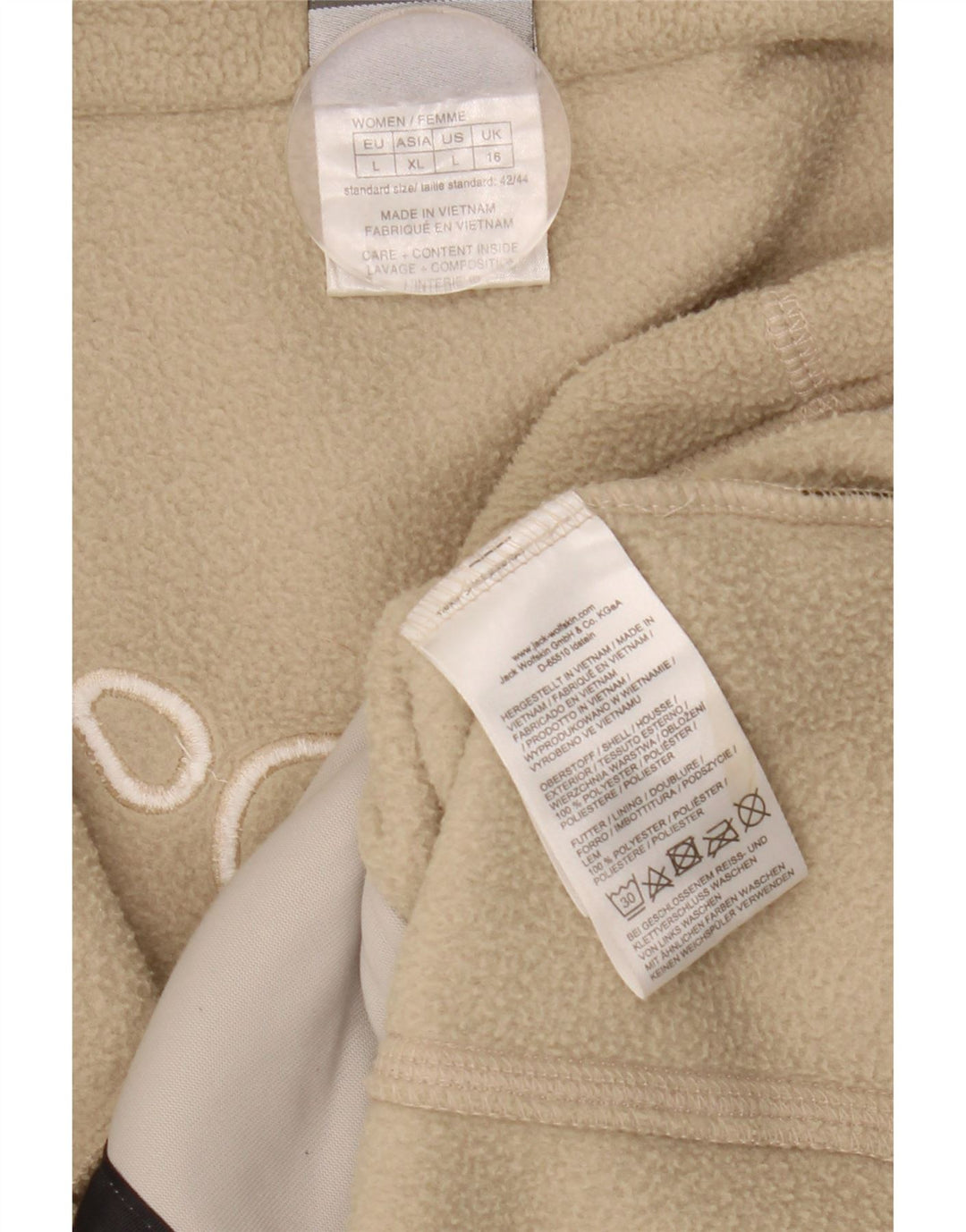 Jack Wolfskin Womens Graphic Liner Fleece Jacket UK 16 Large Beige