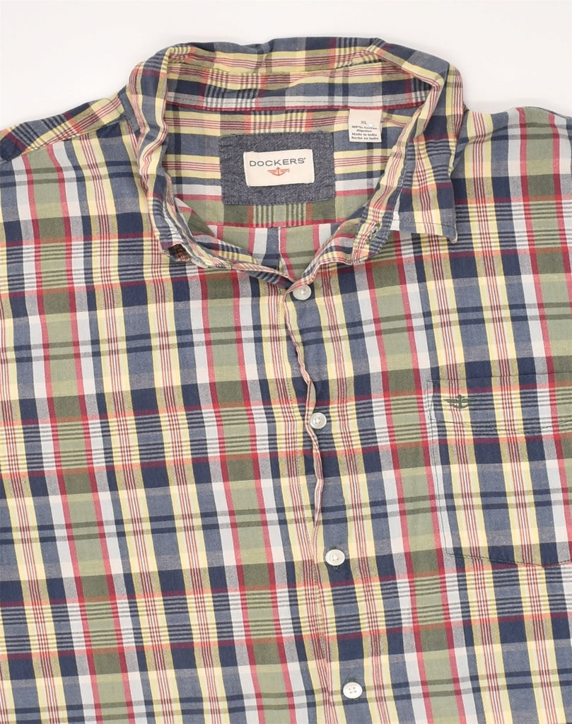 DOCKERS Mens Short Sleeve Shirt XL Multicoloured Check Cotton | Vintage Dockers | Thrift | Second-Hand Dockers | Used Clothing | Messina Hembry 