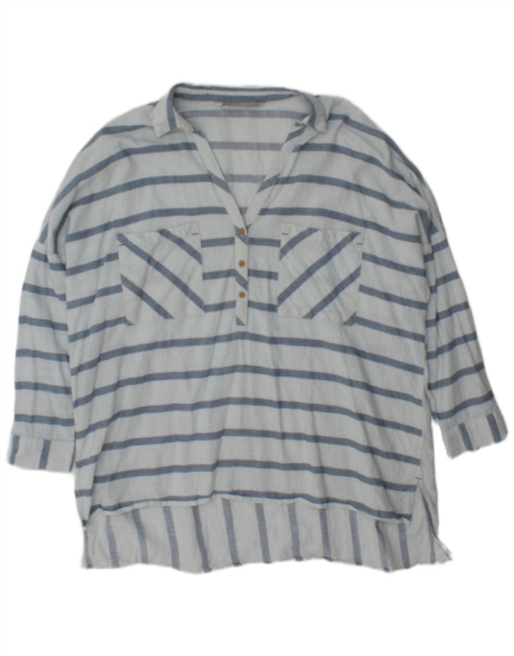 Zara Womens Oversized Blouse Top UK 18 XL Blue Striped