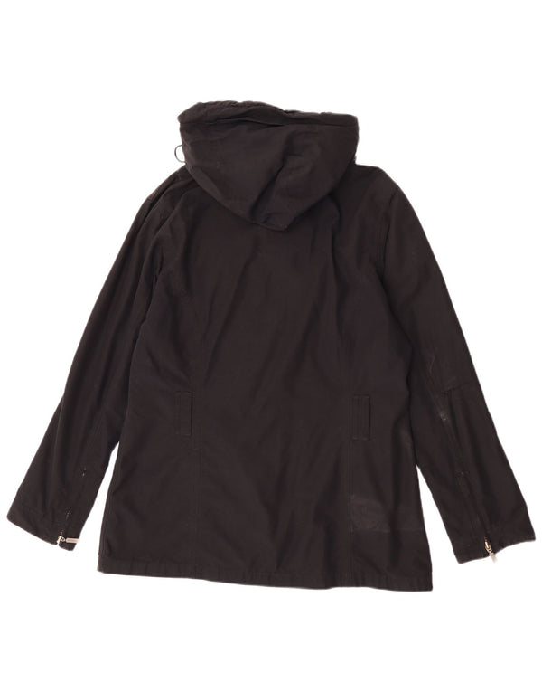 Barbour Womens Hooded Rain Jacket UK 14 Large Black Cotton