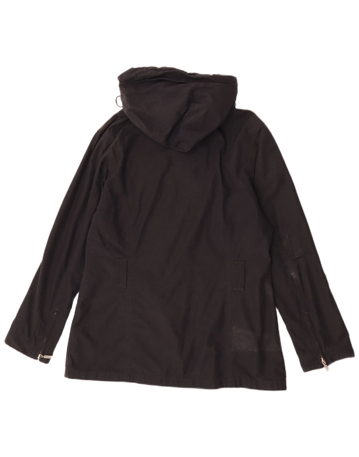Barbour Womens Hooded Rain Jacket UK 14 Large Black Cotton