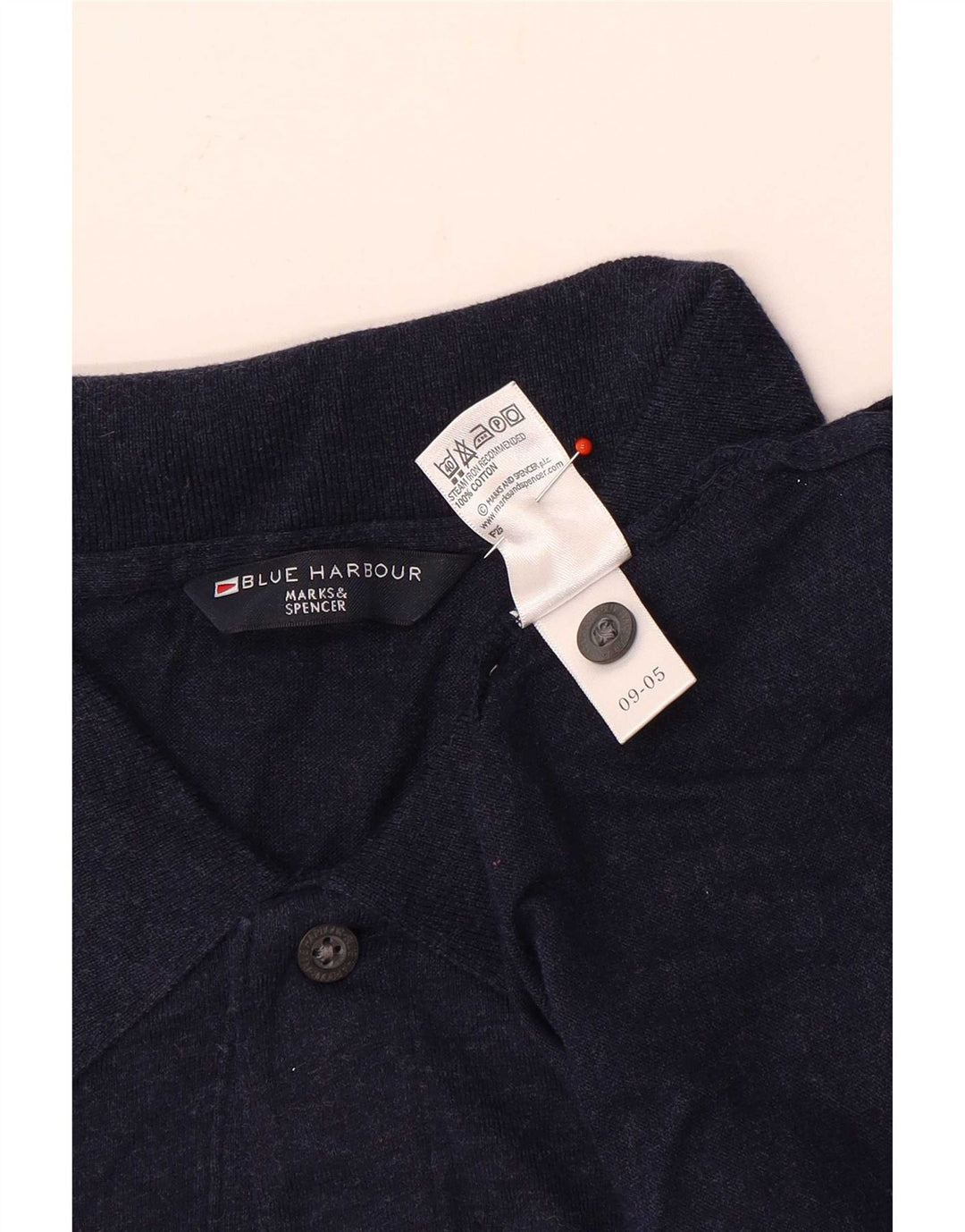 Marks & Spencer Mens Blue Harbour Long Sleeve Polo Shirt XL Navy Blue