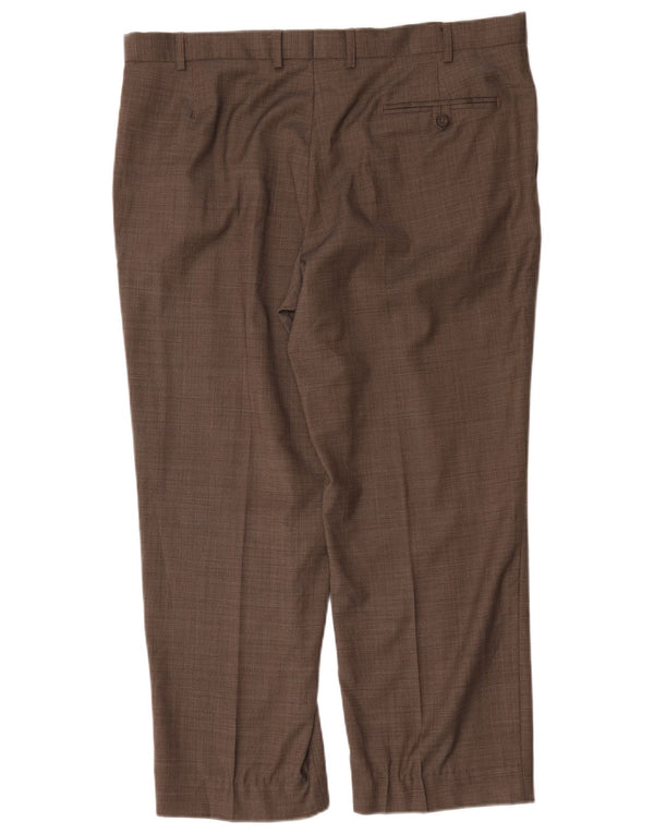Marks & Spencer Mens Straight Suit Trousers W38 L29 Brown Wool