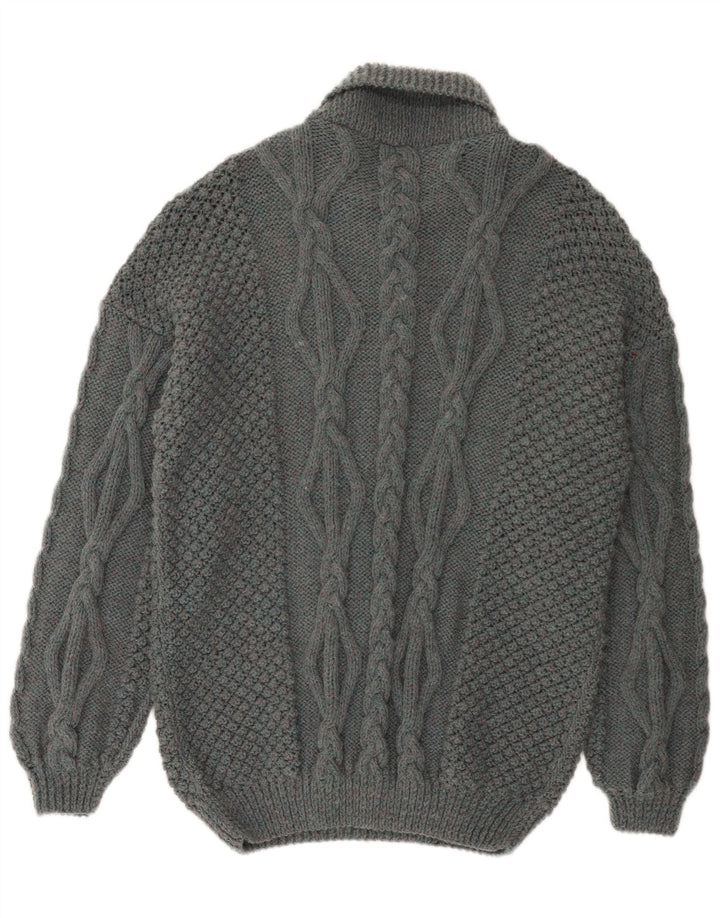 Vintage Mens Polo Neck Jumper Sweater Large Grey