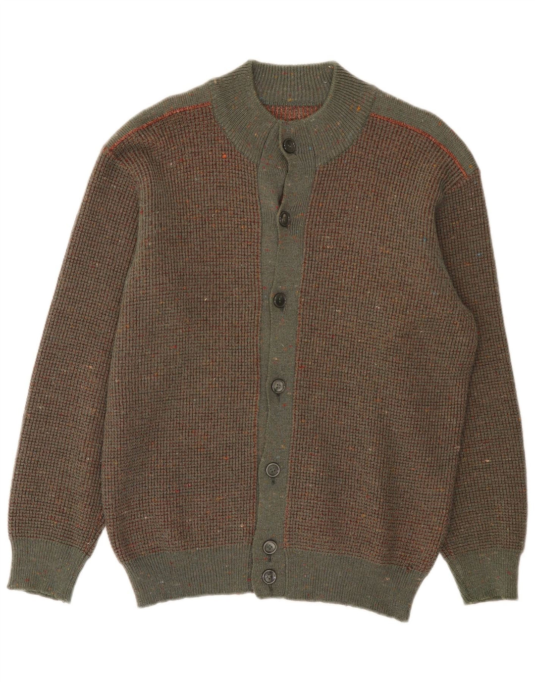 Vintage Mens Cardigan Sweater Medium Brown Flecked Wool